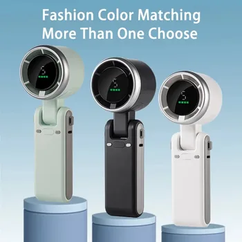 LED 디지털 디스플레이 화면이 있는 접이식 목 걸이 선풍기, 휴대용 핸드헬드 선풍기, USB 충전식, 5 기어 바람 홈 데스크 