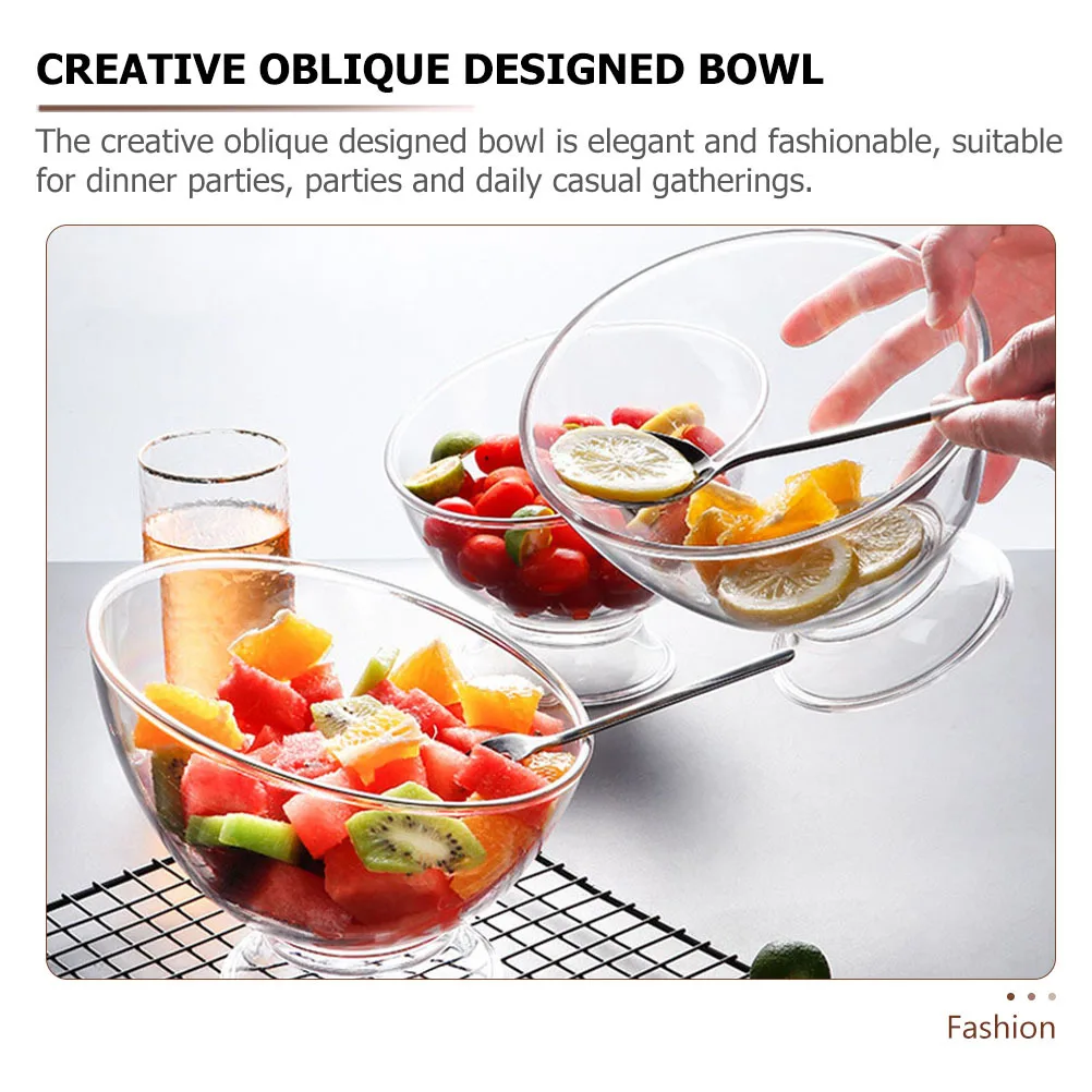 

Salad Bowl 6.7 Inch Oblique Design Fruit Dessert Serving Bowl Multi-Functional Kitchen Utensil Food Container