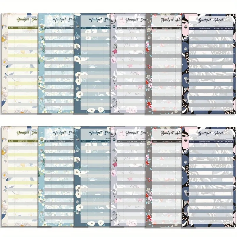 12pcs Budget Card A6 Binder Inserts Refillable Lined Paper For Cash Envelope System,Coupon Organizer Financial Planner