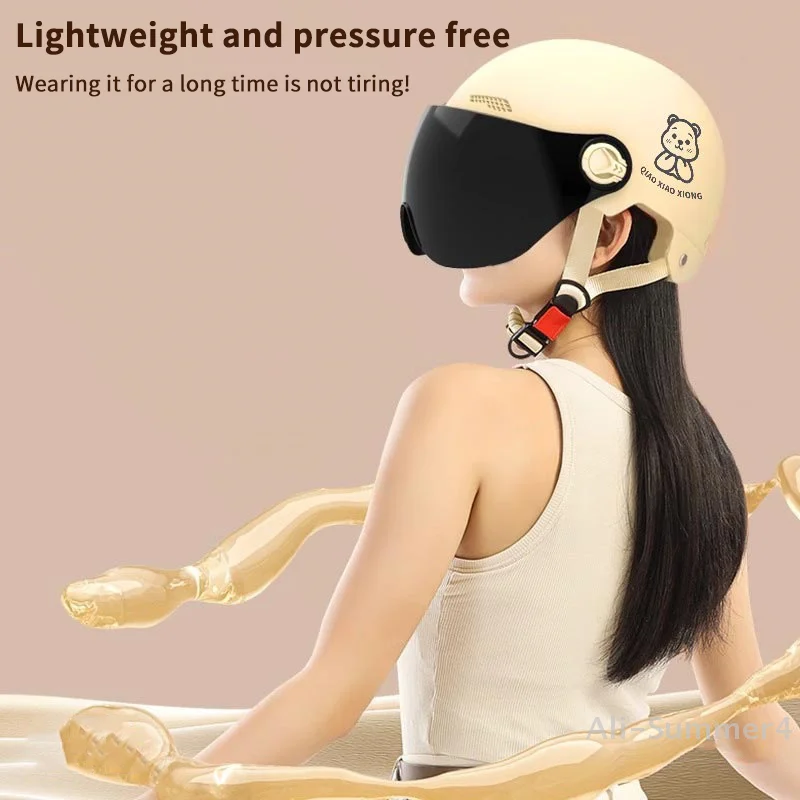 1 pieza 3C certificado hombres y mujeres adultos dibujos animados bicicleta eléctrica motocicleta medio casco con gafas casco de seguridad para bicicleta