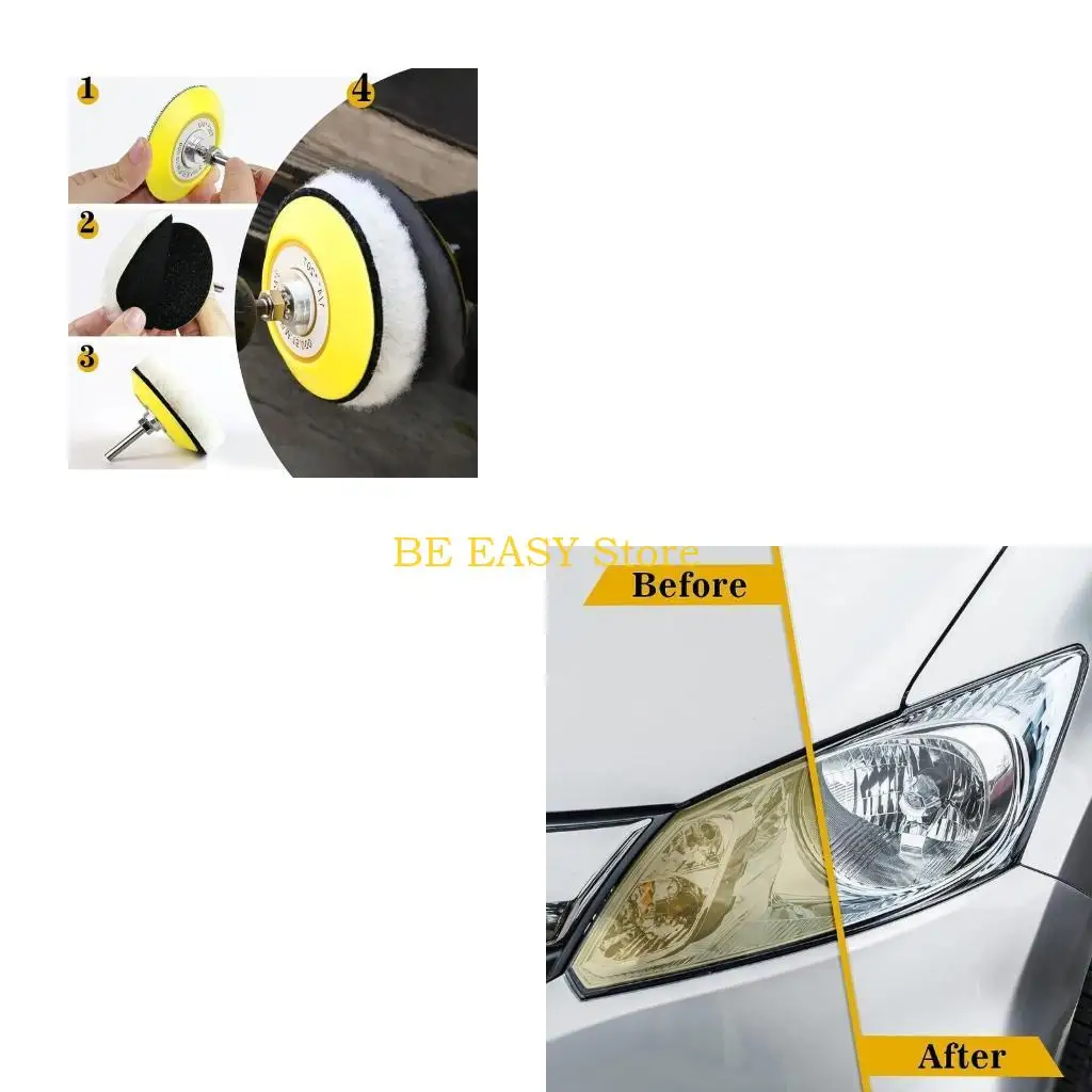 E28F 42 szt. Zestaw do naprawy reflektorów Zestaw do renowacji reflektorów samochodowych Wełniane podkładki Tarcza szlifierska