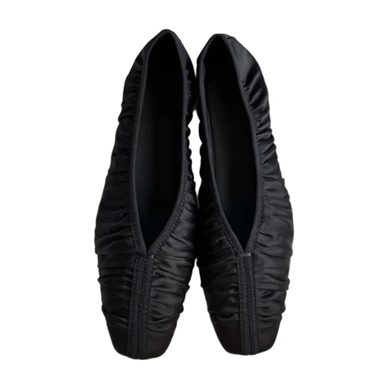 

Withered Autumn French Minimalist Silk Satin Flat Shoes Women's Retro Pointed Lazy Commuting Casual Loafers Shoes Women