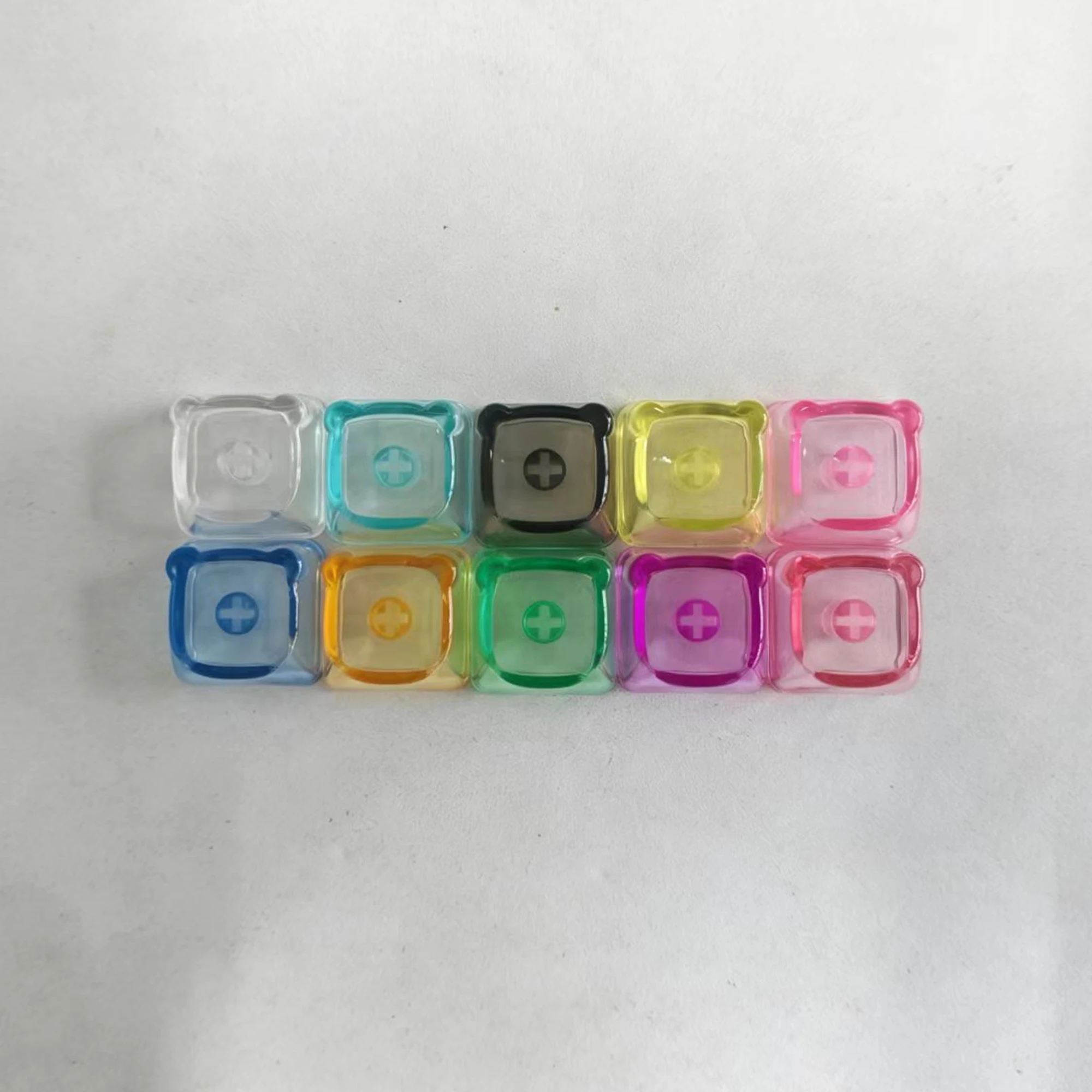 20pcs PC Cute Bear Head Blank Color Pink White Red Green Blue Yellow Purple 1u Keycaps DIY(Blank PC Material)