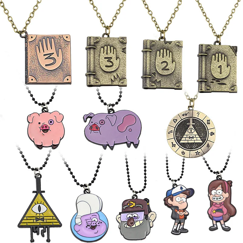 Pines Twins Pink Pig Pendant necklaces Cute Fashionable Bill Cipher The Zodiac Journal Character Funny Cartoon Anime Jewelry