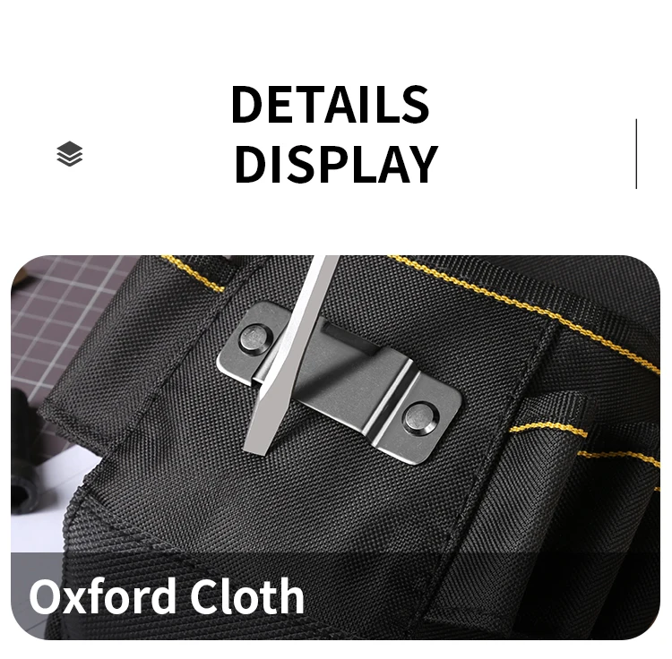 1-teiliges Werkzeuggürtel-Set, inklusive kleiner Werkzeugtasche, Elektriker- und Zimmermanns-Werkzeugtasche mit Gürtelclip, Werkzeuggürtel, Werkzeugtasche – Detail 7
