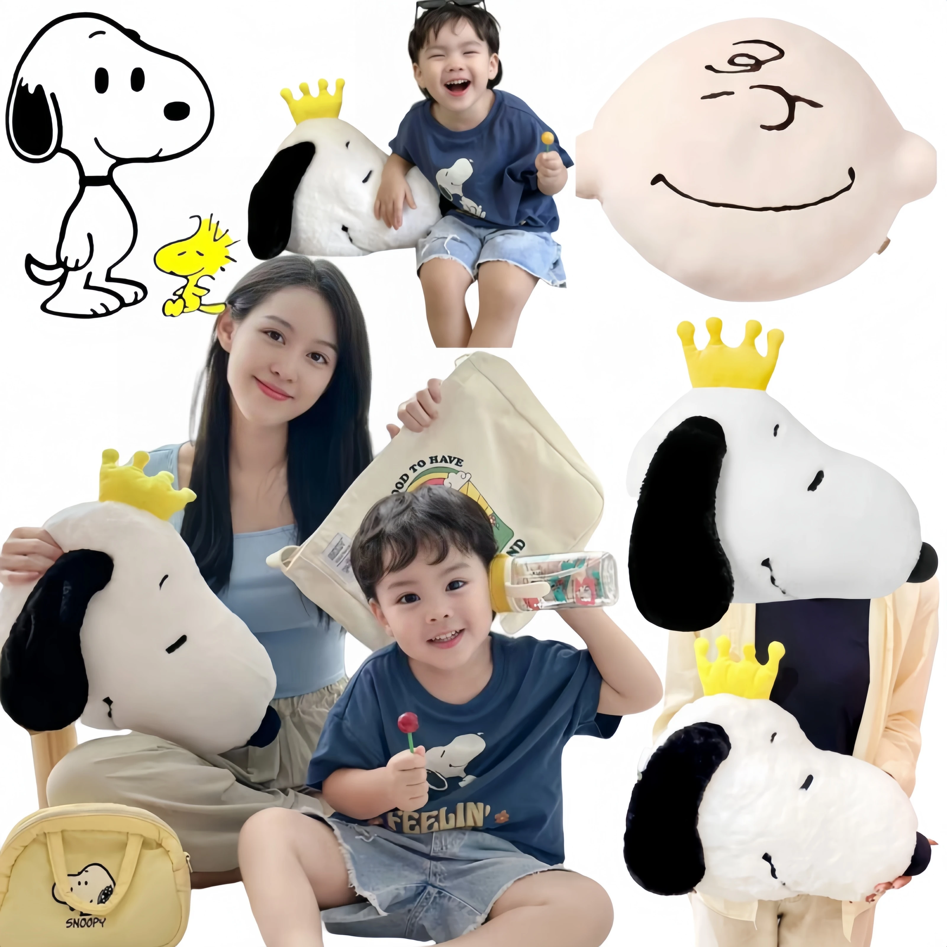 40cm Wearing a crown King Snoopy Plush Toy Anime Charlie Stuffed Doll Anime Puppy Snoopy Plushies Pillow Doggy Cushion Xmas Gift