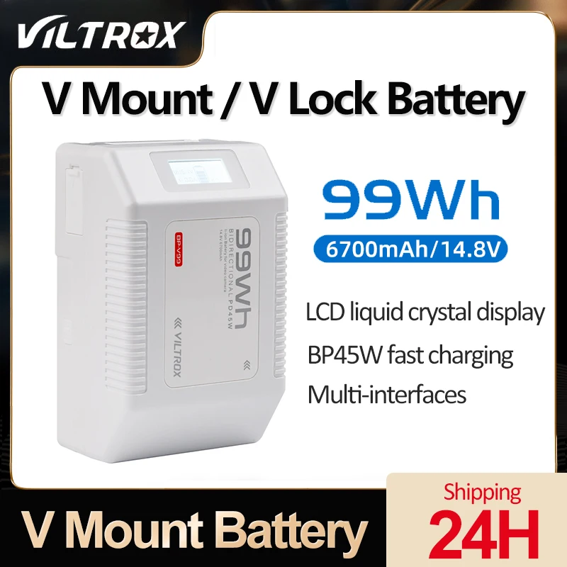 VILTROX BP-V99 Mini V Mount Battery PD Fast Charging V Lock Battery LCD Display Rechargeable Power Bank with Multiple Interfaces