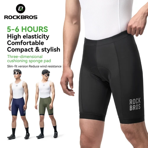 ROCKBROS pantalones cortos de ciclismo para hombre Shorts elásticos ligeros secado rápido transpirables con almohadilla de esponja suave absorción de impacto Verano