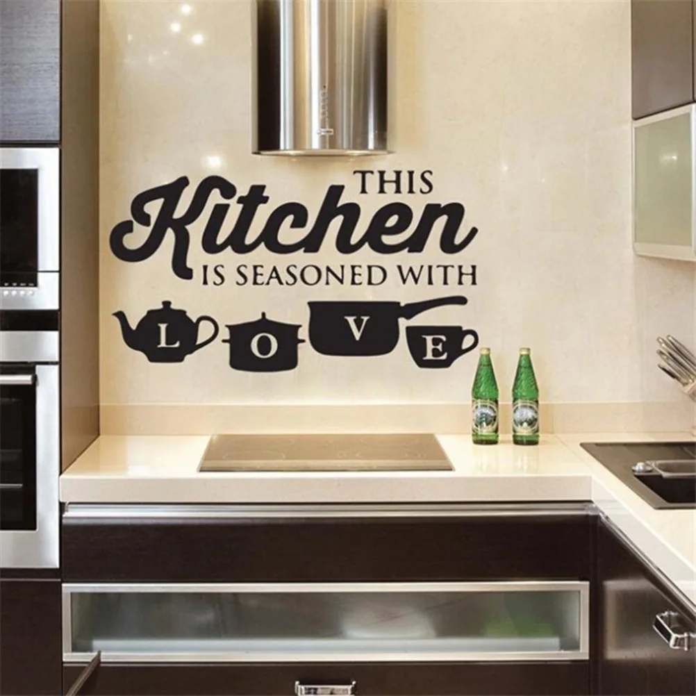 

Kitchen Wall Sticker Waterproof Pvc Removable Wall Art Decals For Living Room Bathroom Black Home Decoration Stickers