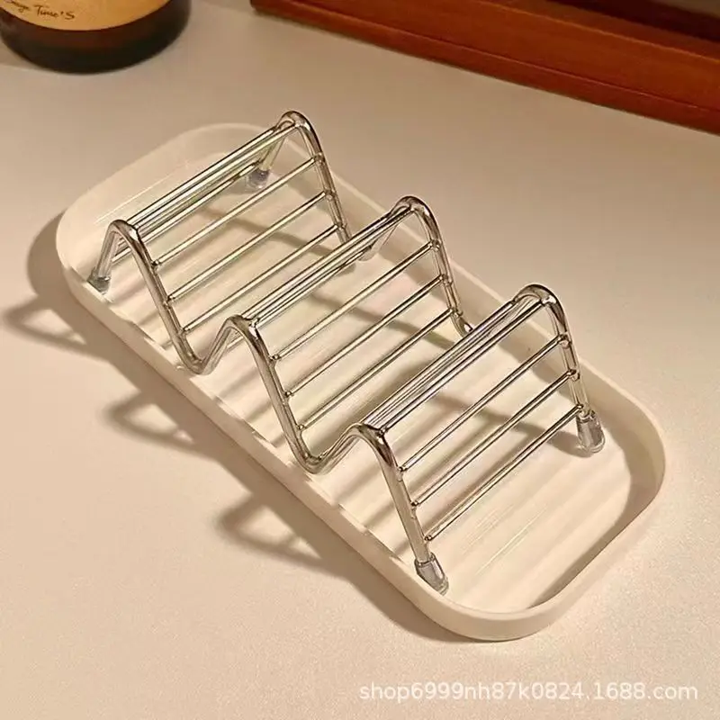 Household Soap Holder Stainless Steel Soap Dish With Removable Drain Tray Anti‑slip Bathroom Soap Box Creative Storage Rack
