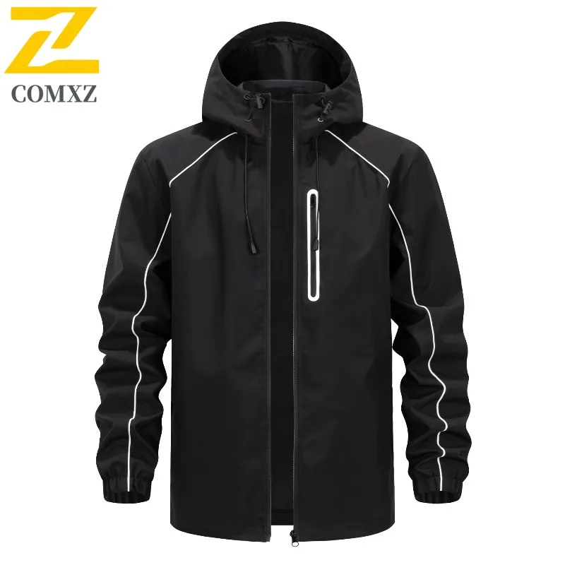 

COMXZ 2025 Мужская спортивная уличная куртка, повседневная свободная универсальная модная куртка с несколькими карманами и капюшоном, повседневная мужская куртка для пешего туризма на открытом воздухе