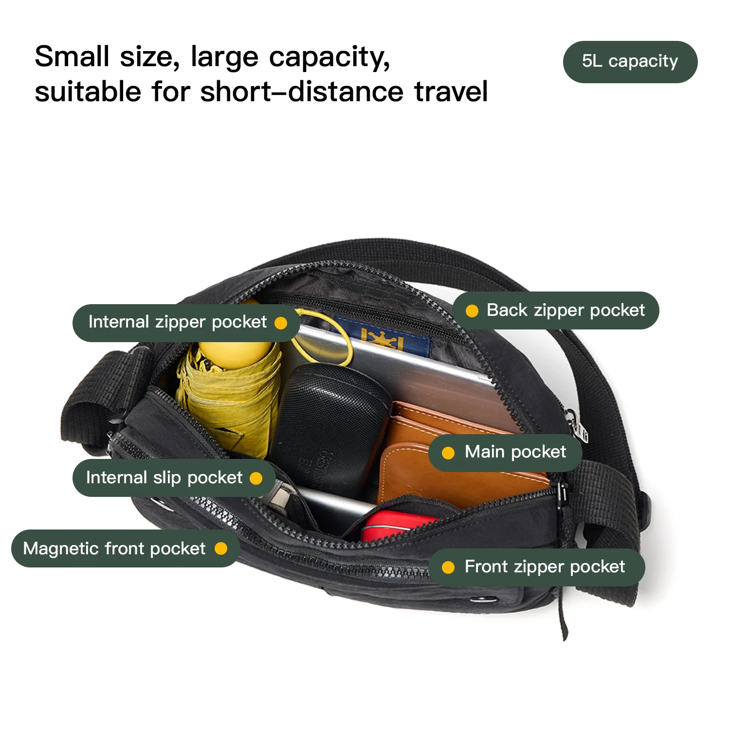 VOLUNTEER Men's Crossbody Shoulder Bag Casual Waterproof Messenger Bags Man Commuter Phone Small Sling Cross Bag Male 1864-06