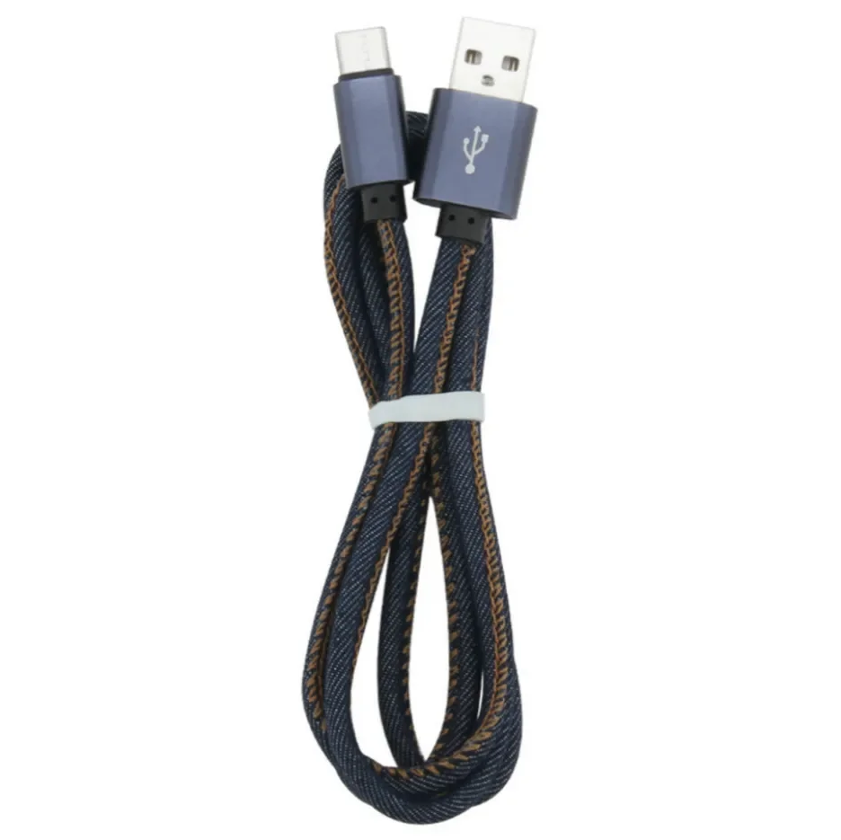 

100pcs 1M Denim Cable Type C Micro USB Charging Wire For iPhone 14 13 12 XS 11 XR Samsung Xiaomi Redmi Mobile Phone Charger Cord