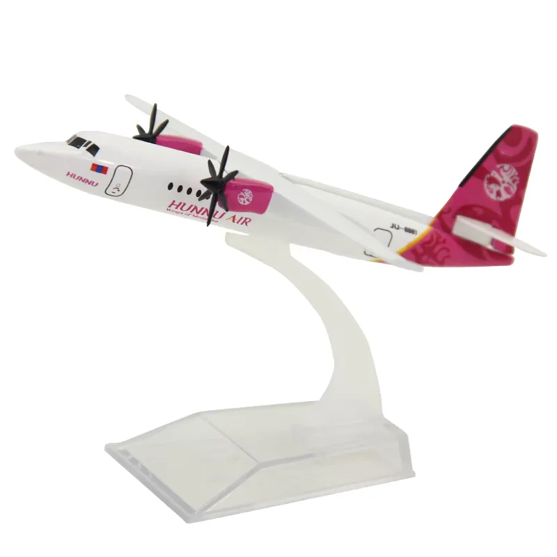 16cm Model Diecast Alloy Metal Airplane HUNNU AIR  Airways Wings of Mongolia FK50 Aircraft With Base Collection Display Gift