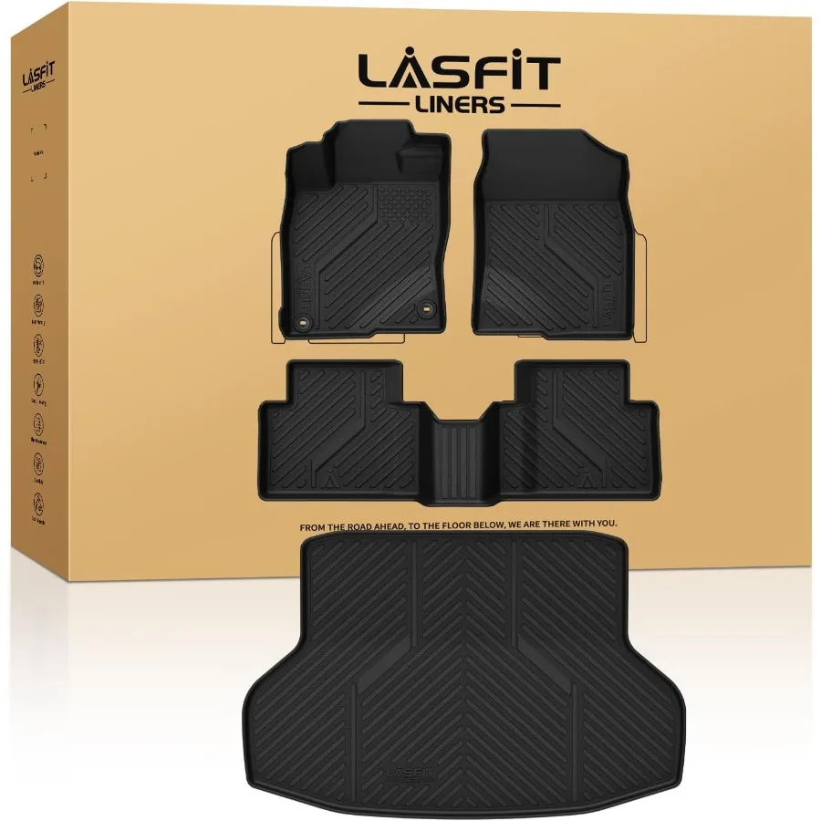 

AllWeather TPE Custom Fit Напольные коврики Коврик в багажник для Honda Civic Sedan 20162021 Разработанный для 1-го 2-го ряда и грузовой зоны Прочный B