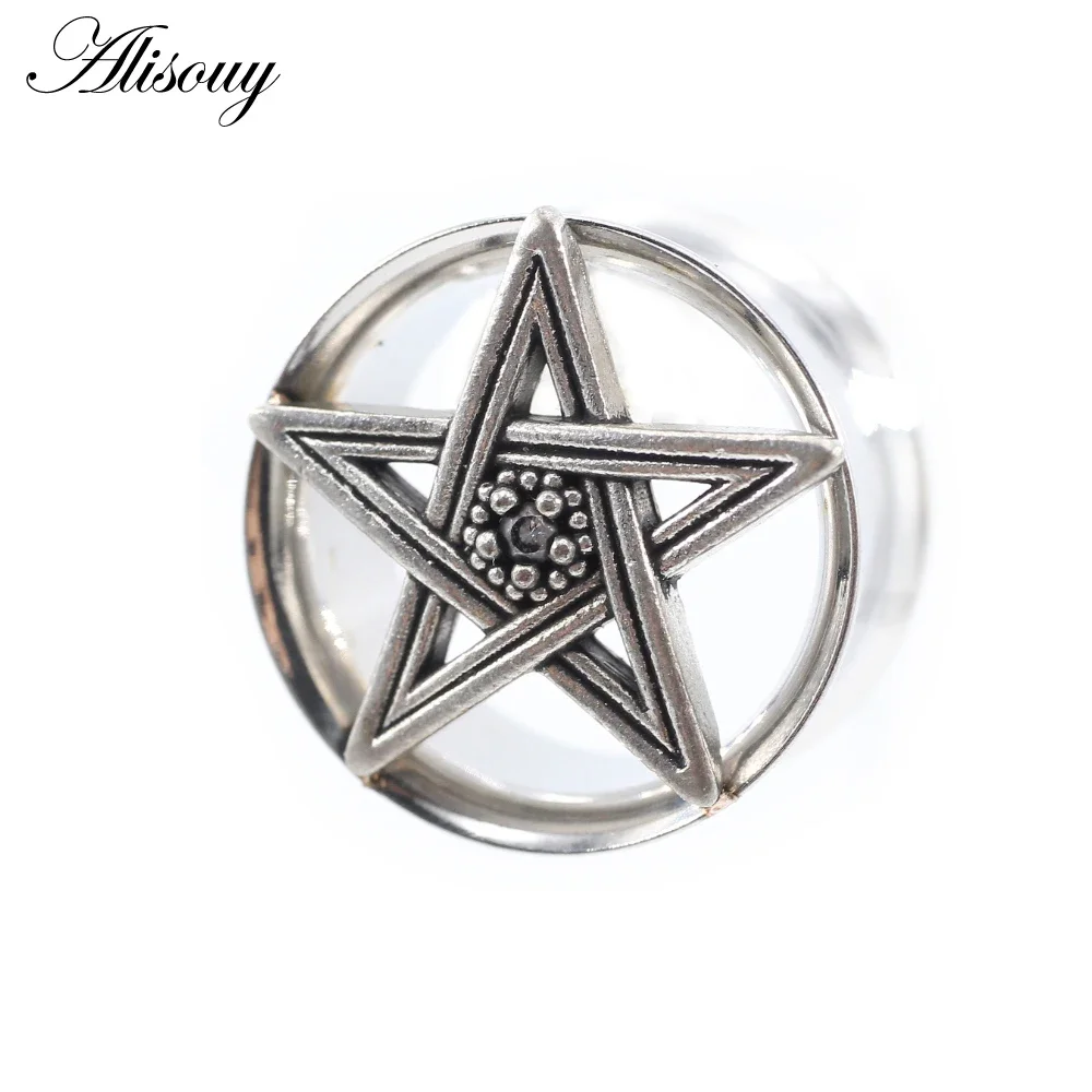 1 PC 8-25mm Stainless Steel Hollow Star Zircon Flared Ear Tunnels Plugs Expanders Stretcher Gauges Earring Piercing Body Jewelry