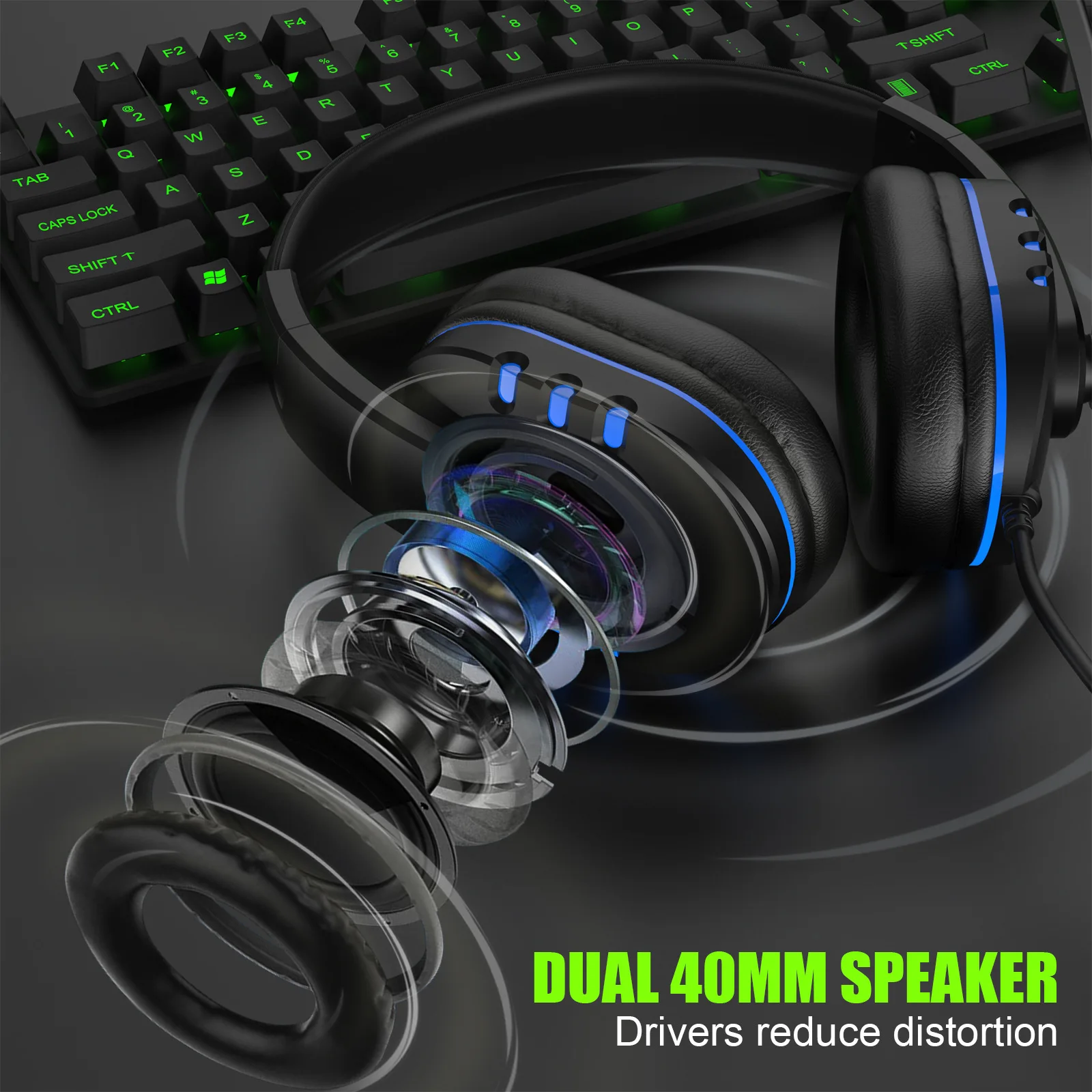 SW-782 Gaming esports Headset Computer wired headset Headset Light up headset adjustable HIFI Stereo Gaming Headset