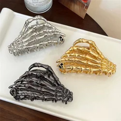 Metal Skull Claw Hairpin Women Girls Skull Skeleton Hand Bone Hair Clip Hair Claw Ghost Skeleton Halloween Party Hair Hairpin