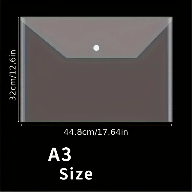 5pcs A3 Transparent File Folders with Snap Closure - Waterproof Document Organizer for Architectural Drawings, Art Prints