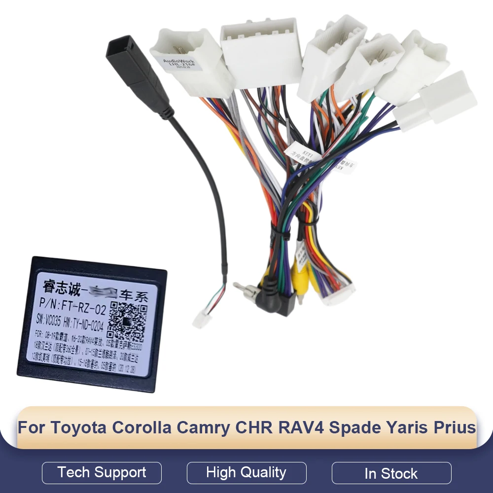 Canbus RZ-FT02 For Toyota Corolla Camry CHR RAV4 Spade Yaris Prius With Wiring Harness Power Cable Android 2 Din Car Radio