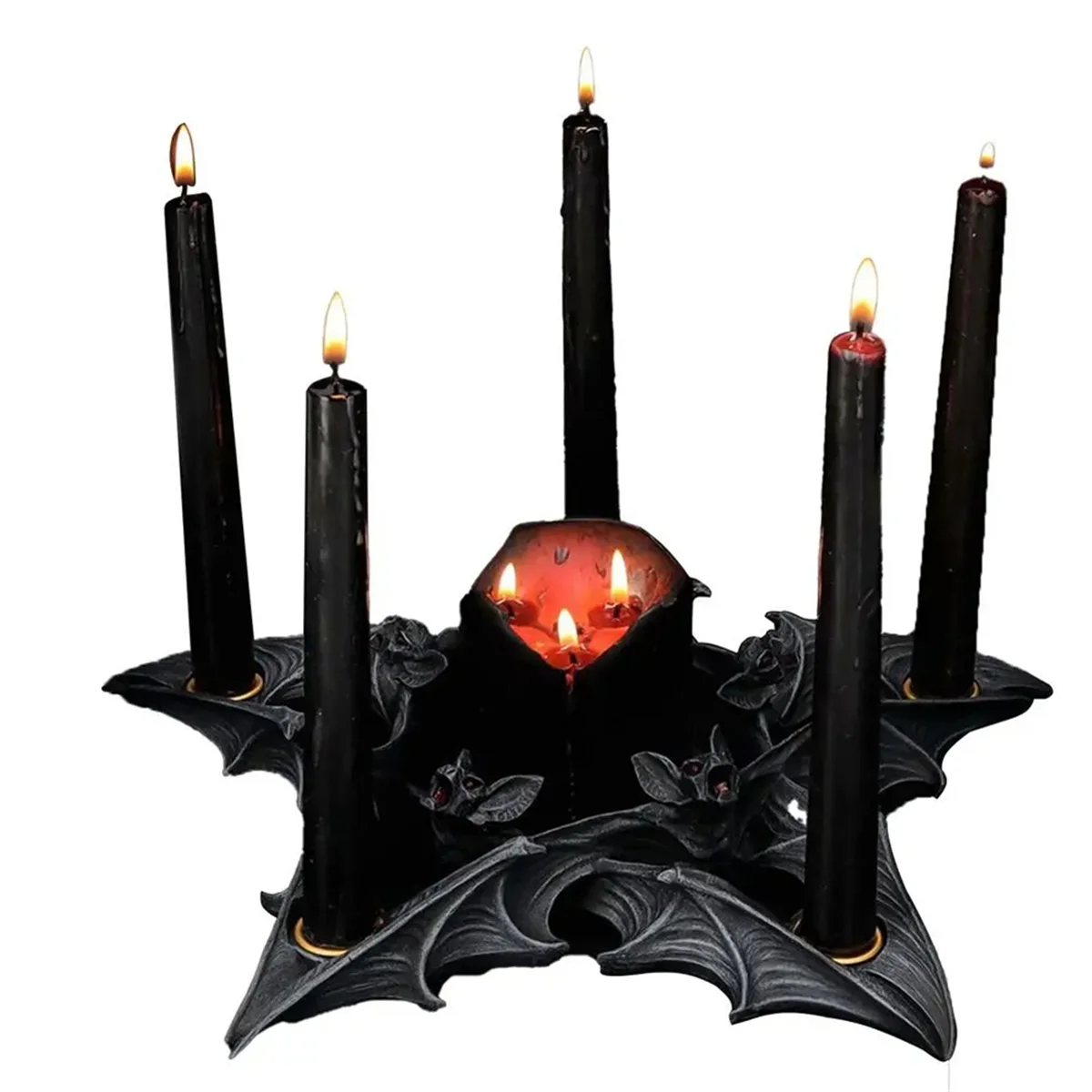 Tempat lilin kelelawar Tealight Halloween tempat lilin kelelawar Gotik hitam pemegang lilin Gotik Resin untuk meja