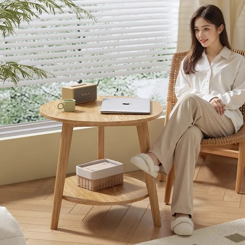 Sofa side table coffee table small table corner  living room side small round  bedside mobile coffee