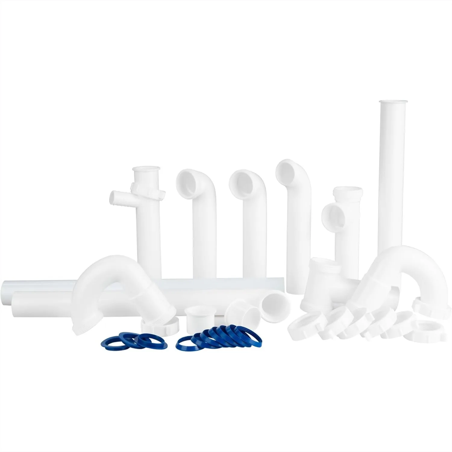 

1-1/2" Kitchen Sink Drain Kit for Sink Plumbing Repair, Universal P Trap Set with 30 Pieces