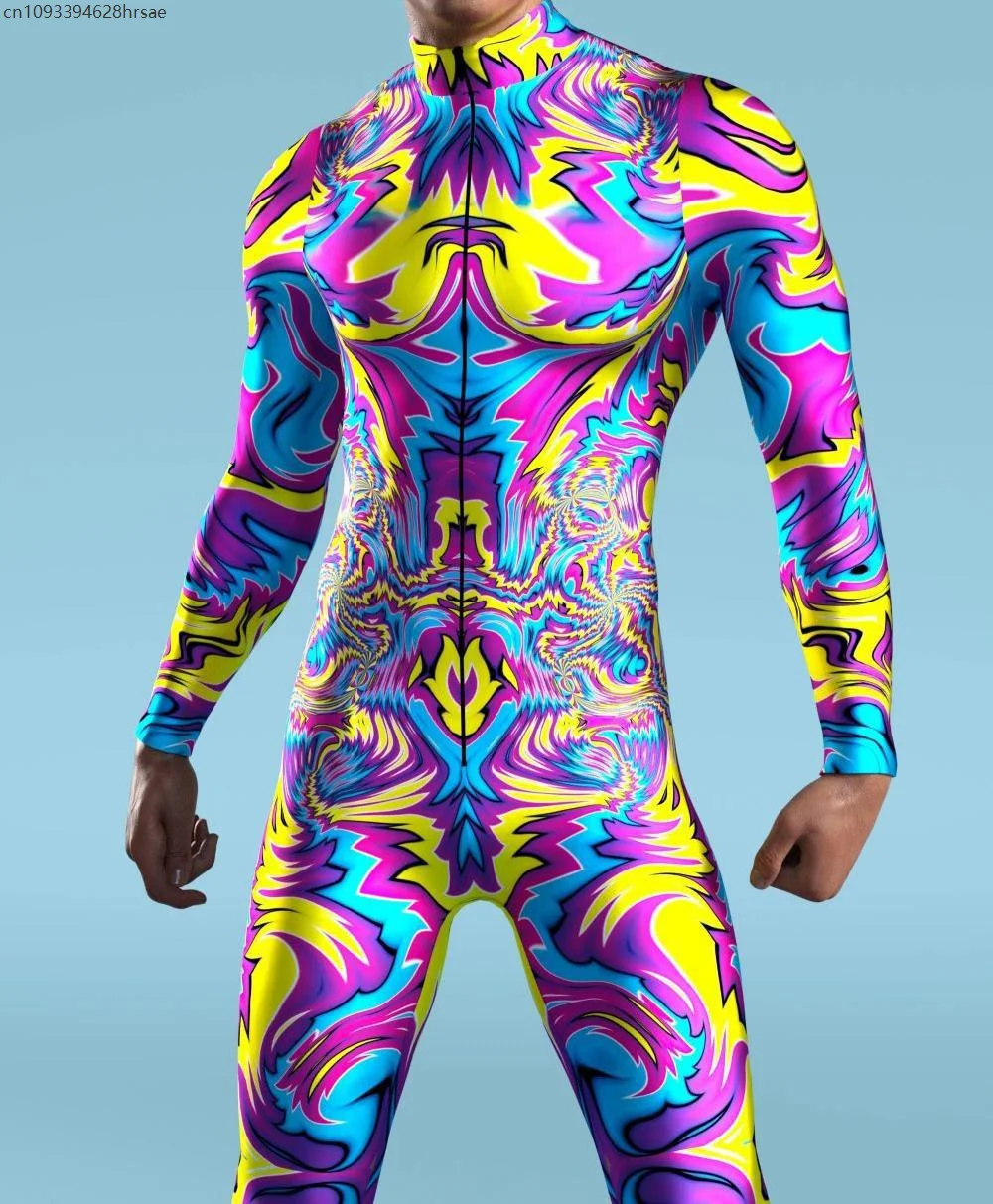 2025 multicolorido arco-íris feriado cosplay trajes carnaval punk steampunk magro macacão desempenho zentai bodysuit halloween