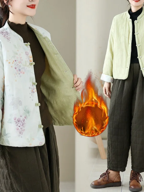 

Художественное двустороннее хлопковое тюре, женское модное теплое зимнее пальто больших размеров с застежкой на пуговицы, Thiened Inner ...