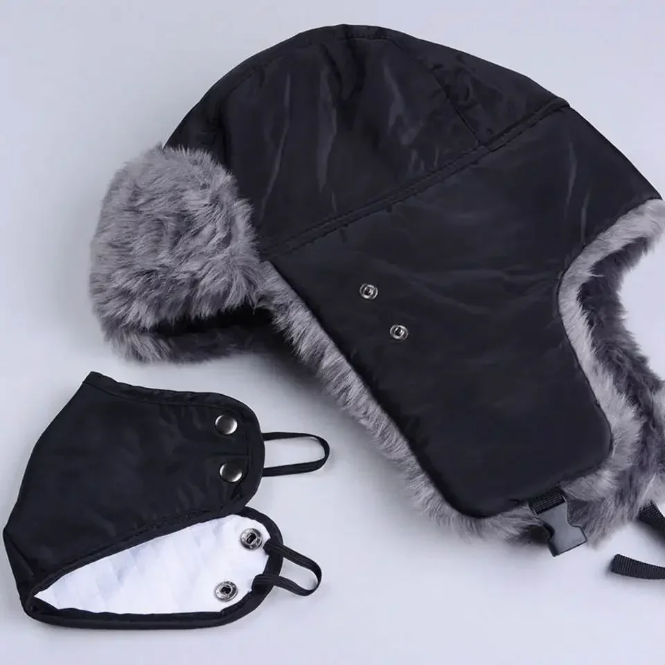 Winter Warm Thicken Bomber Hats Women Men Ear Protection Fur Cap Trapper Russian Hat Outdoor Ski Windproof Earflap Lei Feng Caps