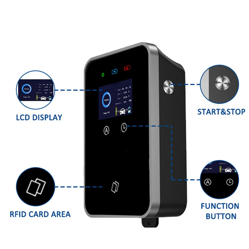 EV Charging Station 32A Electric Vehicle Car Charger EVSE Wallbox Wallmount 7KW / 22KW Type 2 J1772 GBT Cable APP Control