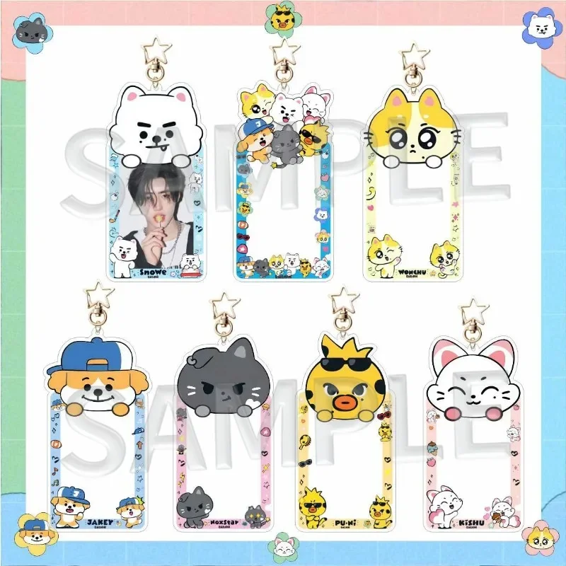 

ENHYPENS New Arrival Cartoon Photocard Frame Keychain Mini Photo Card Storage Fan Merchandise Cute Bag Charms Collectible Gifts