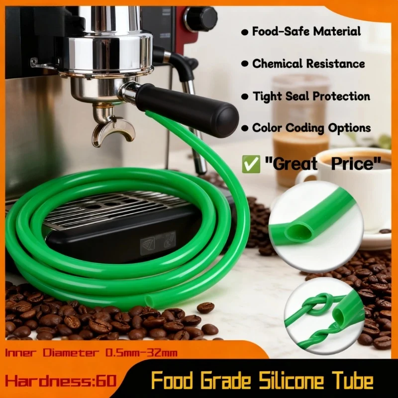 

Универсальный пищевой силиконовый шланг: нетоксичная гибкая трубка для аквариумной питьевой воды и использования в саду, внутренний диаметр 0,5-32 мм, 1–10 м, зеленый