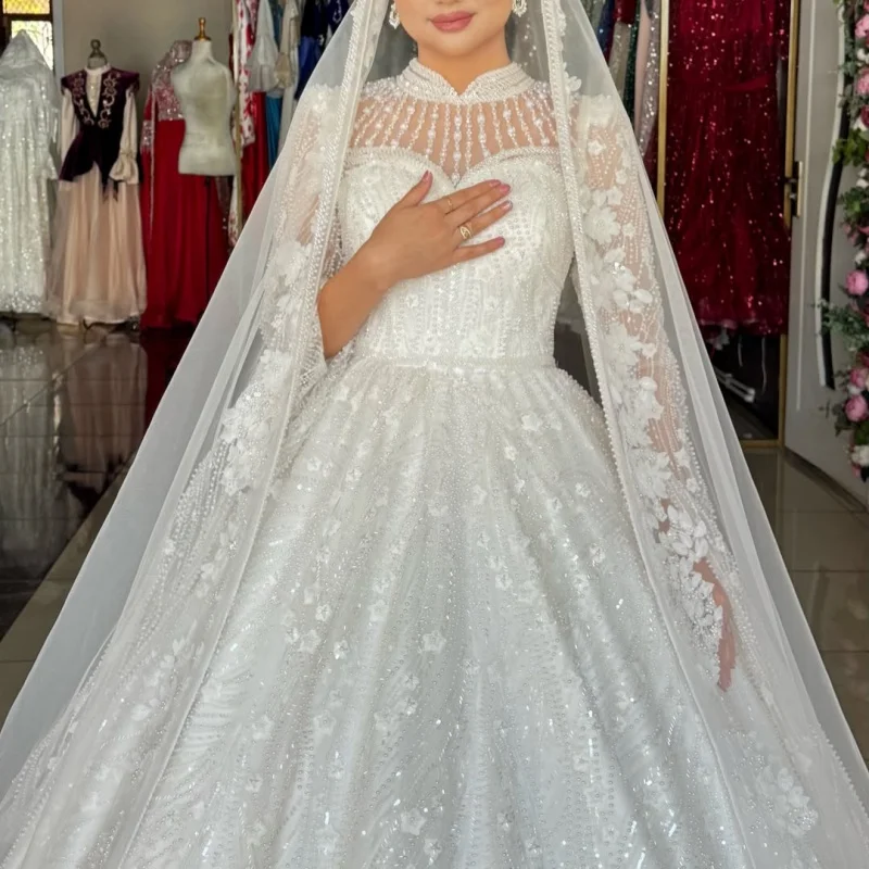 Shiny White Appliques Wedding Dresses of Off-Shoulder Decal A-Line Beadwork Decal Bow off-shoulder Bridal Gowns Made Customized
