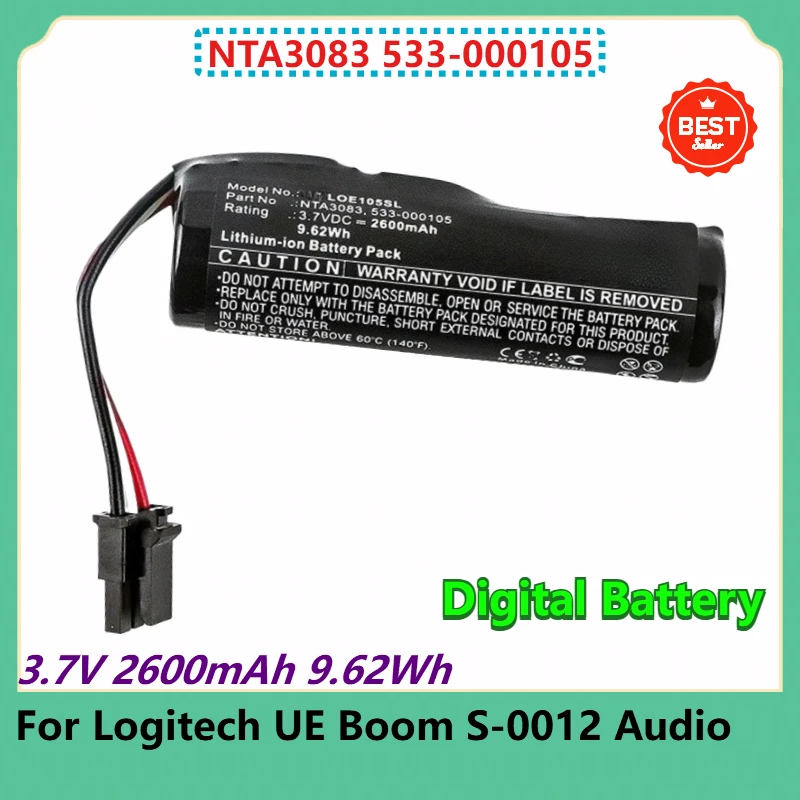 

NTA3083 533-000105 Replacement Digital Battery 3.7V 2600mAh 9.62Wh For Logitech UE Boom S-0012 Audio Batteries
