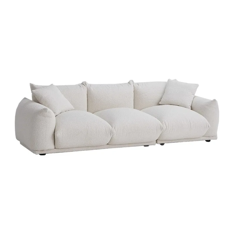

Cream style bread sofa, lamb wool, French retro, fabric sofa