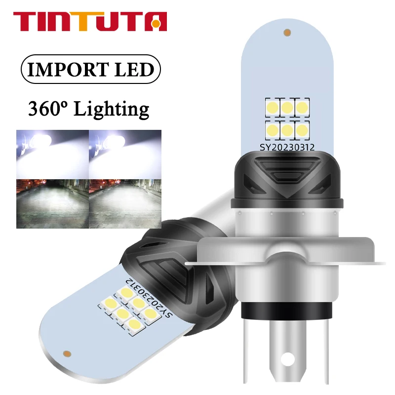 1PC H4 BA20D Motorcycle LED Headlight P15D 6000K White 6SMD Led Fog Light Bulbs Universal Running Headlamp Moto Spotlights