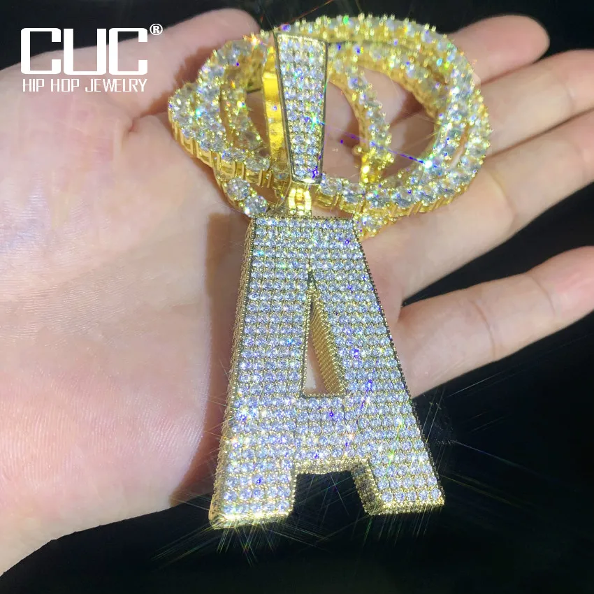 

CUC Single Big Letter Pendant for Men and Women Thick Heavy Hip Hop Letters Necklace Chain AAAA Zircon Copper Jewelry A-Z