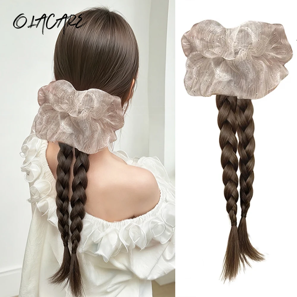 Synthetic Claw Clip On 2 Braided Ponytail Extension Handmade Braids Pony Tails for Women Adds Hair Volume Black Brown Blonde