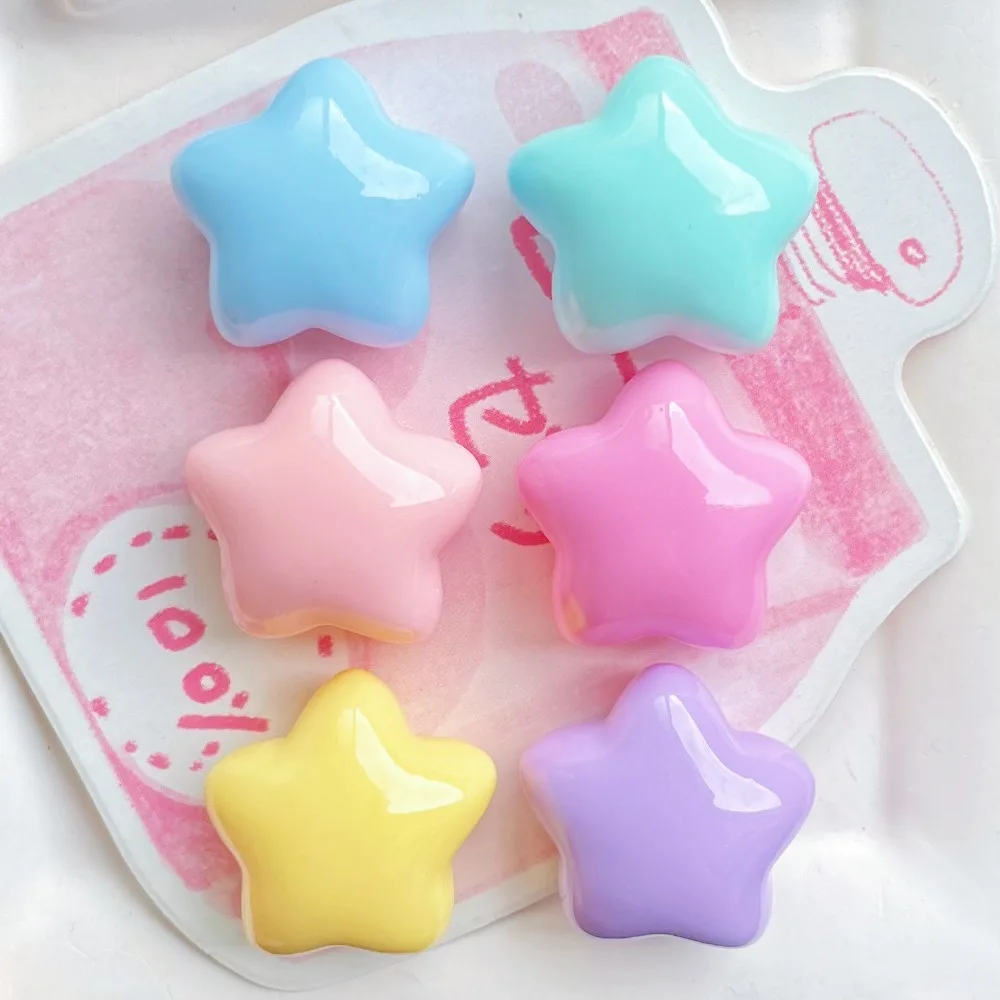 30pcs Cute Pastel Star Resin Charms Flatback Cabochons Colorful Pentagram Ornaments for DIY Cream Glue Phone Case Hairpin Craft