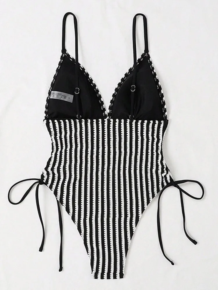 مثير بيكيني مخطط ملابس النساء 2025 لباس سباحة قطعة واحدة امرأة ملابس السباحة ملابس الشاطئ مايكرو ثوب السباحة Monokini