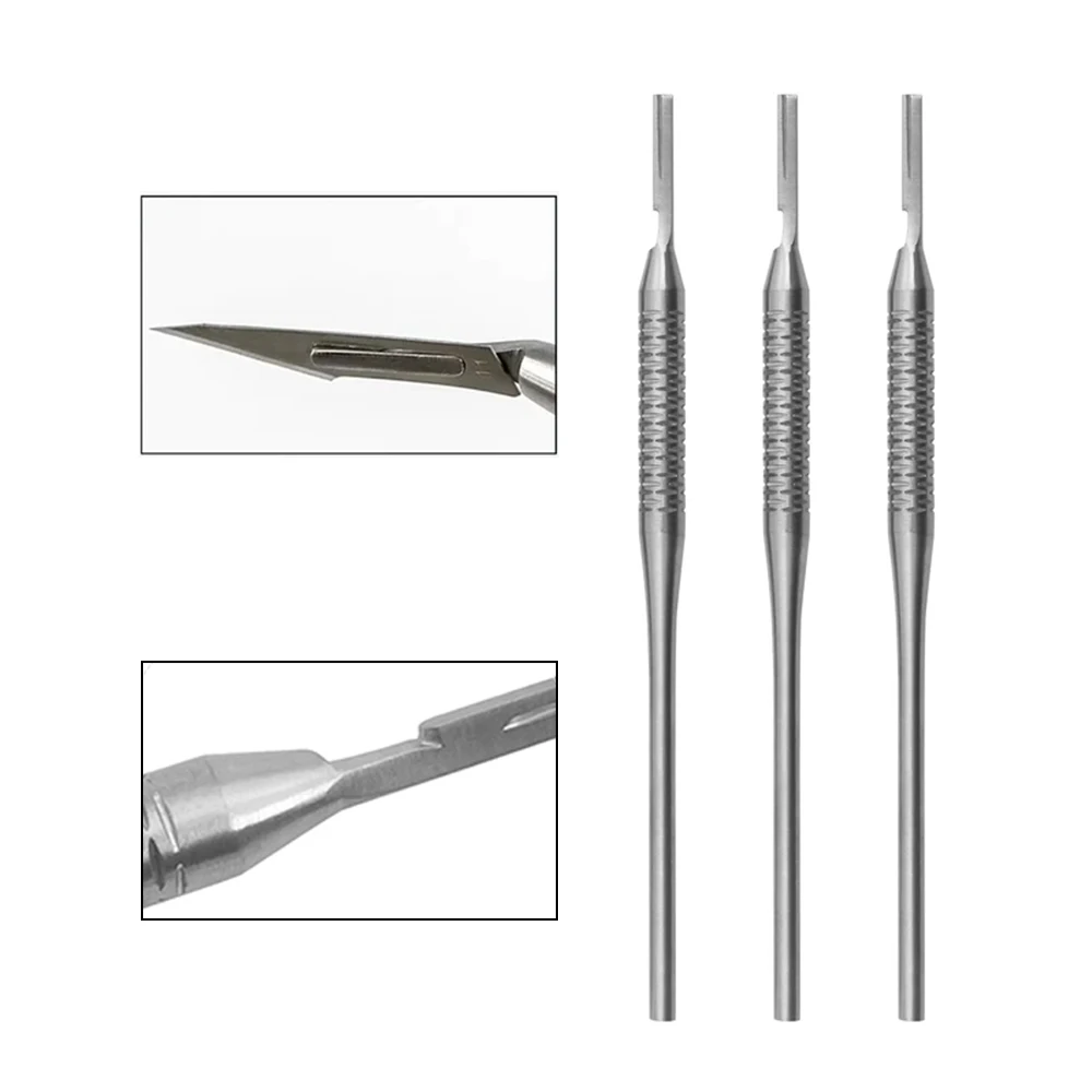 Dental Scalpel Handle Blade Handle Straight Applicable Dental Stainless Steel Handle Knife Blade Dental Instruments No.3 ﻿