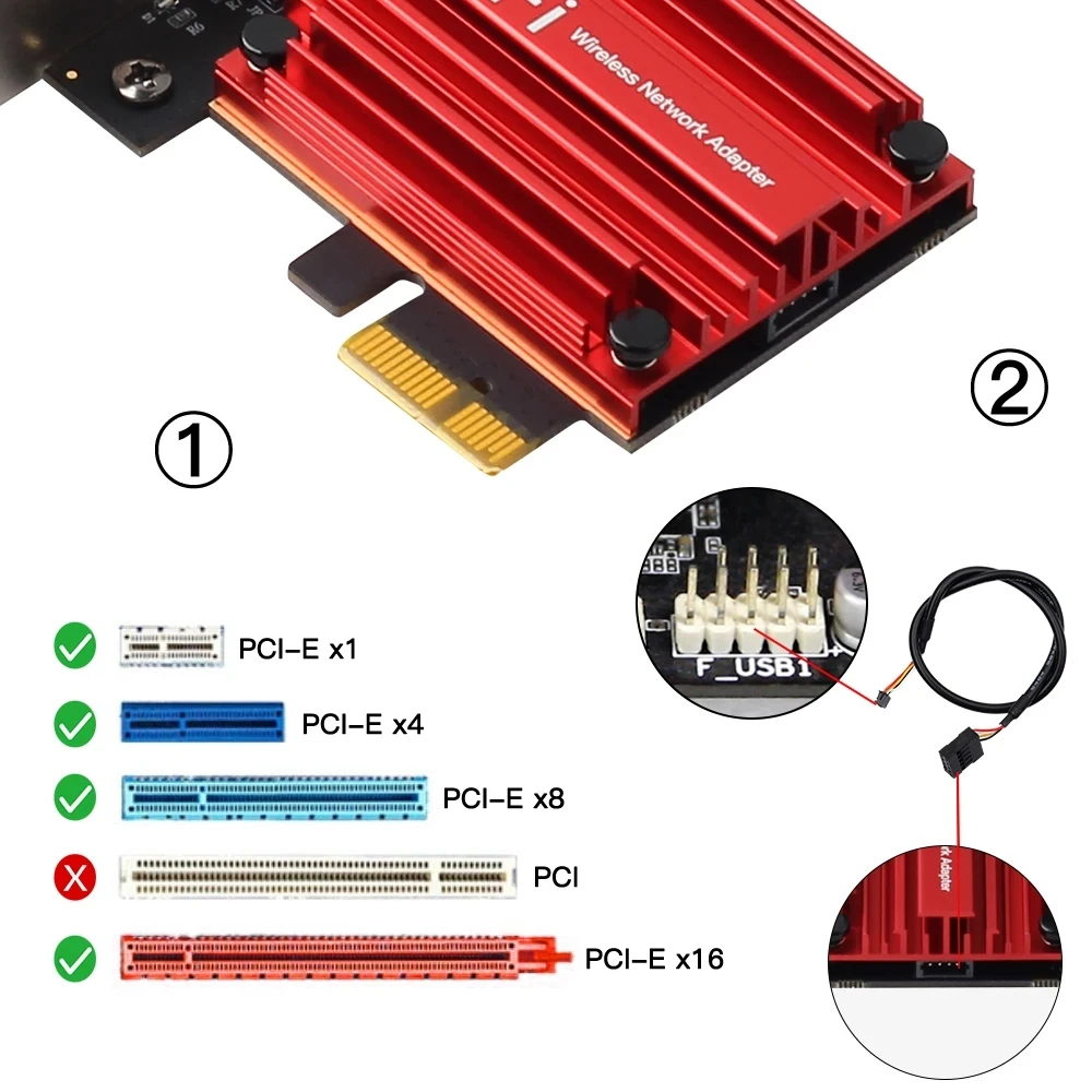 1800Mbps Wifi 6 PCI Express Wireless Adapter Bluetooth 5.2 MT7921 Dual Band 802.11AX/AC Network Card Windows 10 11 For Desktop