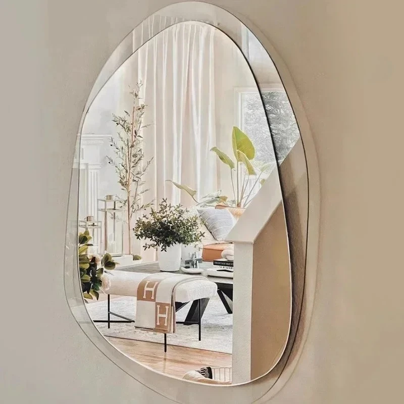 Makeup Bathroom Mirror Wavy Living Room Infinity Modern Vanity Aesthetic Mirror Irregular Aesthetic Espelhos Decoracao Quarto
