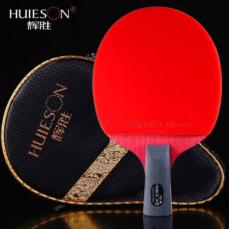 Huieson Professional 8 Star Table Tennis Racket 7 Ply Pure Wood Blade Training Ping Pong Paddle with Case