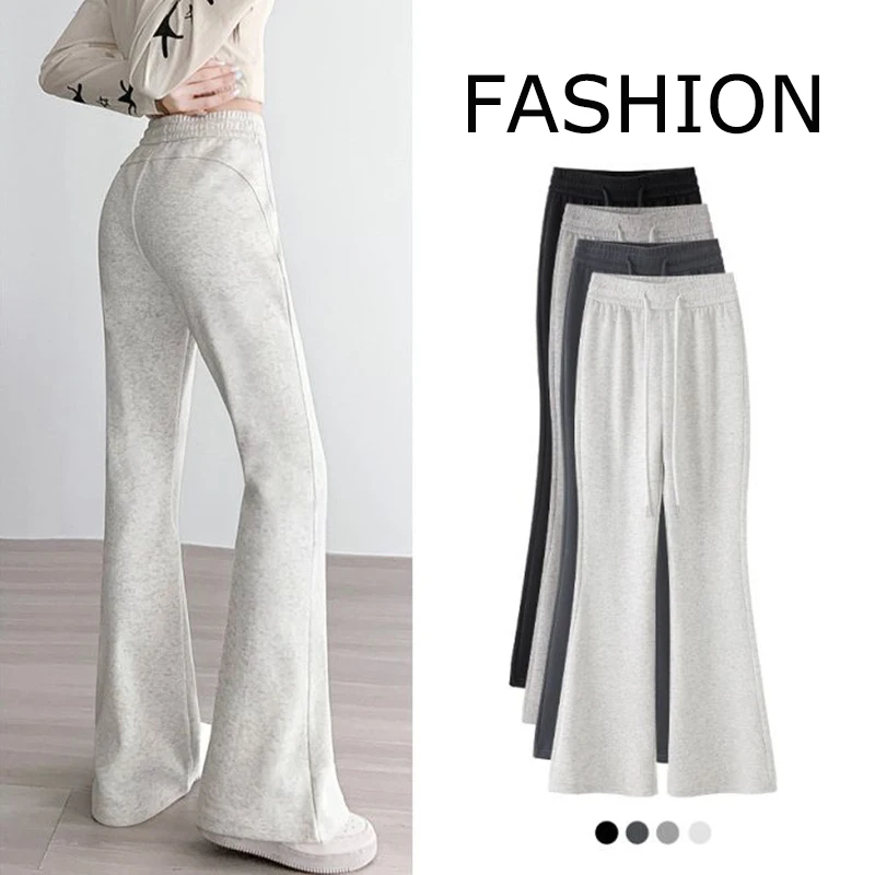 

Лидер продаж, женские корейские однотонные расклешенные брюки, женские удобные брюки с высокой талией, модельерские прямые брюки для девочек