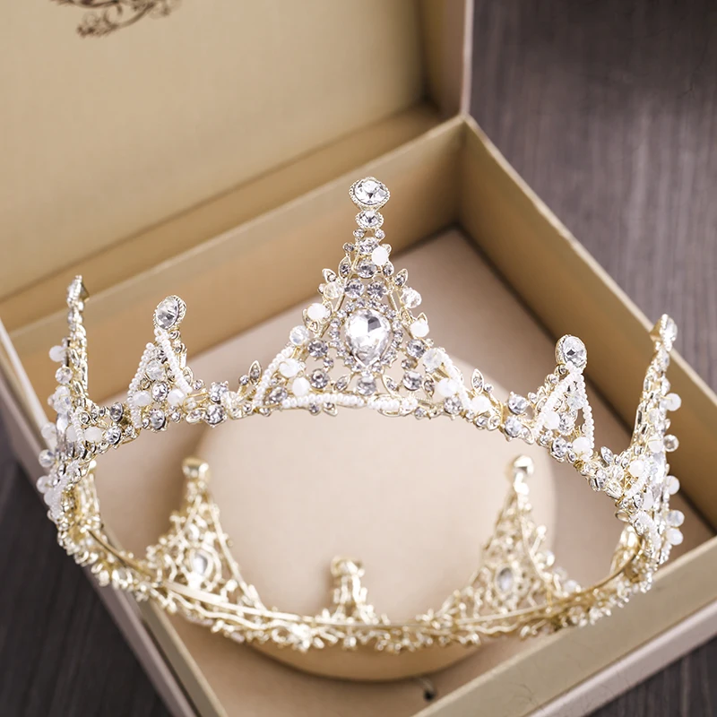 Krone für Mädchen Kristall Braut Crown Gold Silber Rosa Farbe Diadem Schleier Tiaras Hochzeit Haar Zubehör Kopfschmuck Kopf Schmuck