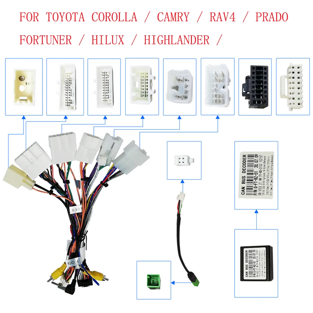 Car Radio Frame For Toyota Corolla E170 Auris E180 2016-2019 9 inch 2DIN Stereo Panel Harness Wire Power Cable Canbus Decoder view 5