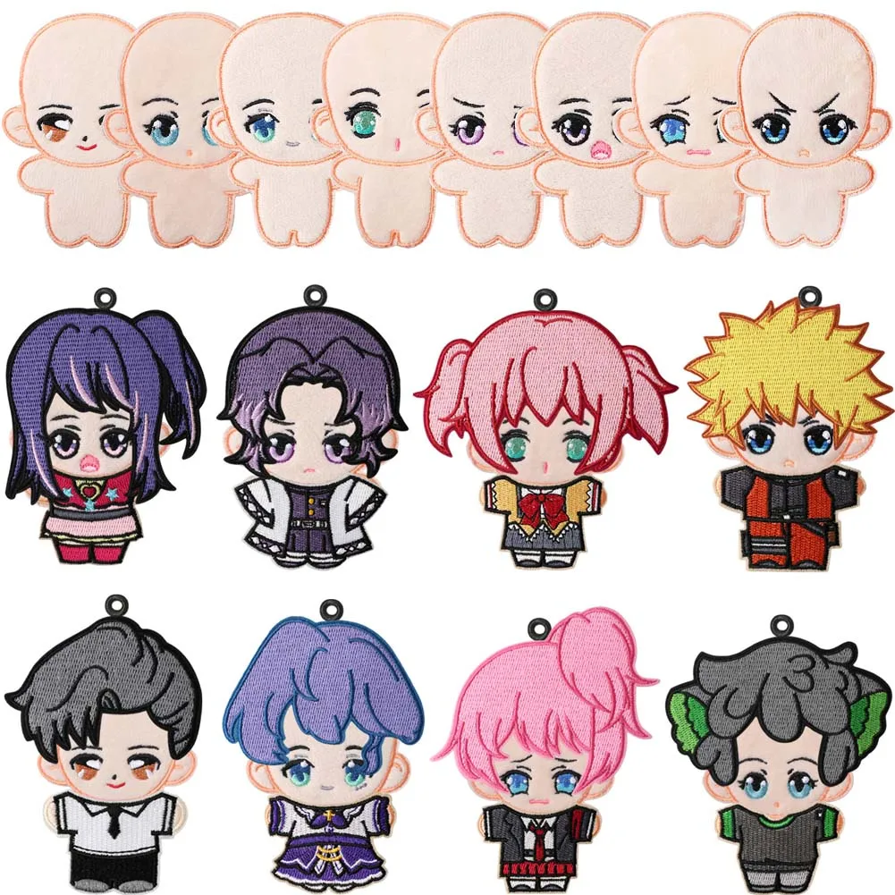 DIY Unassembled Felt Doll Keychain Kit Q Version Anime Character Iron on Embroidery Patches Bag Charm Ornament Craft Accessory