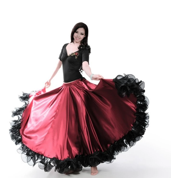 1 piece 360 degree The Opening Dance Modern Dance Full-skirted Dress Spain Bullfighting Dance Skirt Long Sleeve Costumes